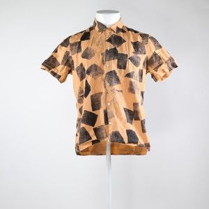 Paul Smith Geometric Mens Short Sleeve Button Shirt Size:M Cream Black